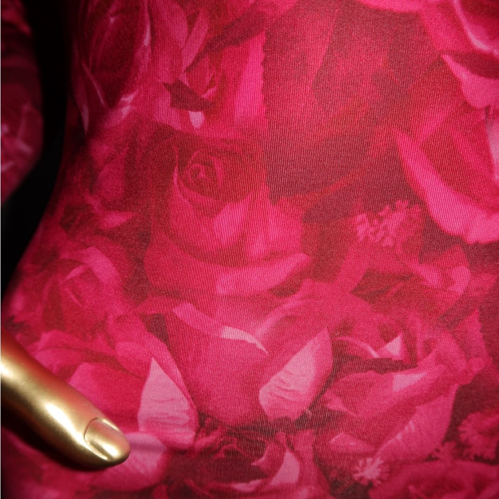 Pink Rose Patterned Long Sleeve Dress - Picture 2 of 3
